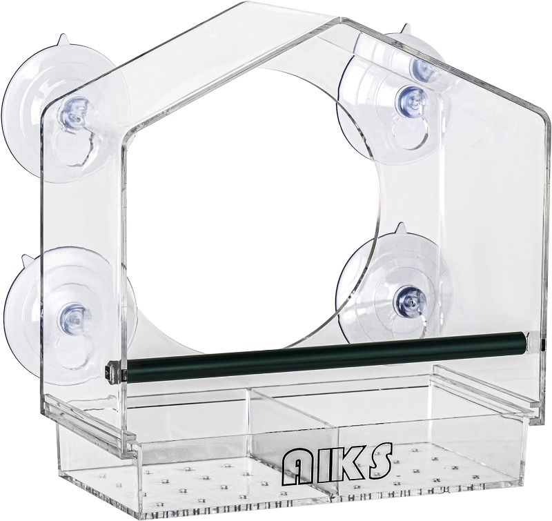 Photo 1 of AIKS Window Bird Feeder with 4 Extra Strong Suction Cups, Large Outdoor Bird House for Cardinals Bluebird Chickadees etc.
