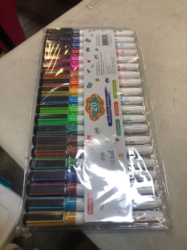 Photo 2 of Shuttle Art Dry Erase Markers, 20 Colors with Erase, Fine Point Dry Erase Markers Perfect for Writing on Dry-Erase Whiteboard Mirror Glass for School Office Home 20 Colors Dry Erase Markers