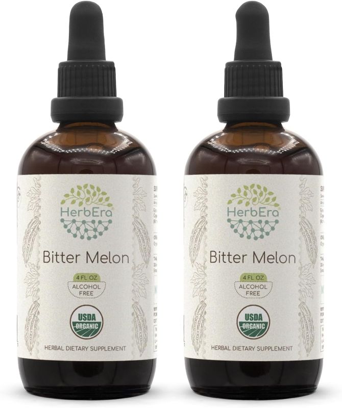 Photo 1 of Bitter Melon B120 USDA Organic Tincture | Alcohol-Free Extract, High-Potency Herbal Drops | Certified Organic Bitter Melon (Momordica Charantia) Dried Fruit (2x4 fl oz)
