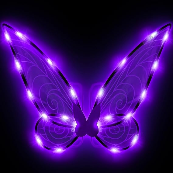 Photo 1 of 
Roll over image to zoom in
YCNASSS Light up Fairy Wings for Adults LED Butterfly Wings for Girls Women Halloween Costume Cosplay Fairy Dress Up Accessory Kid (Purple-Light Up)