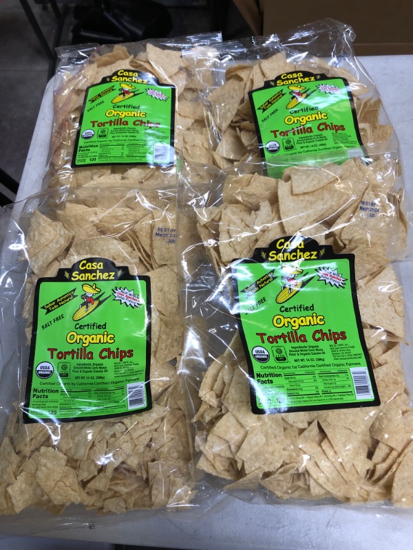 Photo 2 of 4 bags 
expires - march/21/24
CASA SANCHEZ Organic Tortilla Chips, 14 OZ
