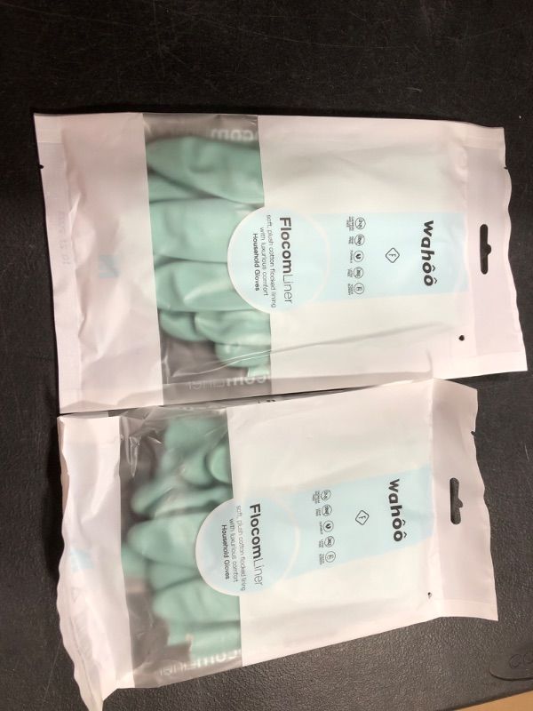 Photo 2 of 2 pack wahoo PVC Dishwashing Cleaning Gloves, Reusable Unlined Kitchen Gloves, Non-Slip, Medium Medium Surf Spray