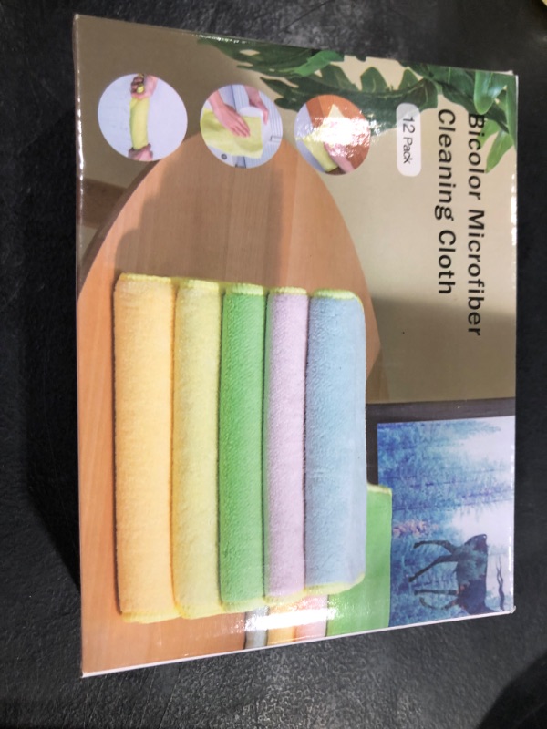 Photo 2 of 12 Pack Reusable Mop Pads for Swiffer Sweeper Mops Microfiber Mop Pads Floor Mop Refills Machine Washable Hardwood Floor Mop Pads Refills Compatible with Swiffer Sweeper Mops, 11.4”x6.5” Multicolor