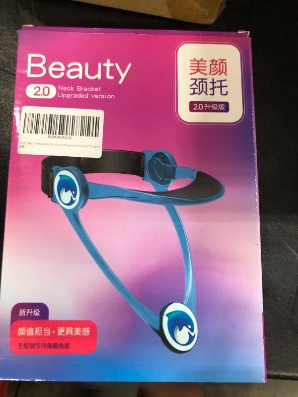 Photo 1 of 360 ° Adjustable Neck Support -Neck Orthotics, Neck Massager Cervical Spine Protector,Fixation Band?Cervical Neck Traction Device, Conducive to Correct Forward Head Posture (Blue)