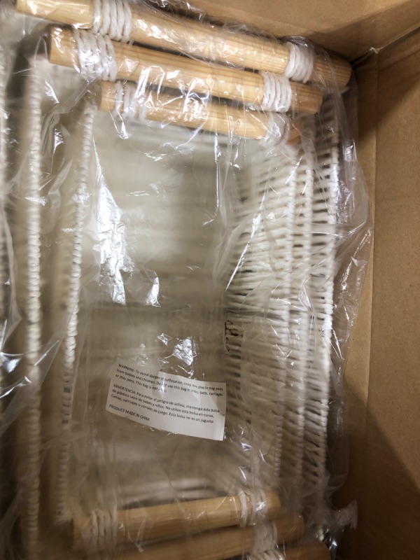 Photo 1 of ANMINY Macrame Storage Baskets 3PCS Handmade Woven Cotton Rope Storage Bins Set Decorative Boho Boxes with Wood Handles Removable Washable Linen Liner Countertop Toilet Tank Shelf Cabinet Organizer