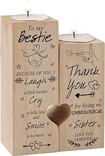 Photo 1 of Bestie Gifts for Women, Double Sided Printing Candle Holders Gifts for Best Friend Women, Friendship Gifts for Women Friends, Birthday Valentine for Bestie, Best Friends, Sister