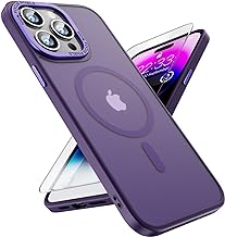 Photo 1 of SUCGLES for iPhone 14 Pro Max Case, with 9H Glass Screen Protector, Strong Magnetic Slim Translucent Matte Thin Cover Compatible with MagSafe for Apple 14 Promax Phone Case 6.7'' (Deep Purple)