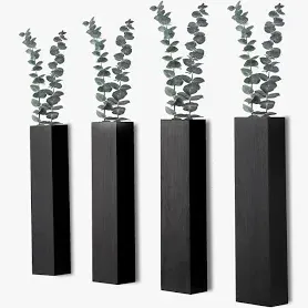 Photo 1 of Wall Planter, Wood Wall Decor for Living Room, Bathroom,Lay Flat Wall Modern Farmhouse Vases for Decor Dried Flowers and Faux Greenery