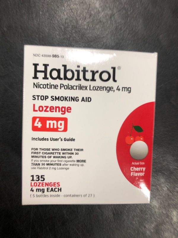 Photo 1 of Habitrol Nicotine Lozenges 4 mg Cherry Flavor – 135 Count – Stop Smoking Aid – Reduce Cravings and Withdrawal Symptoms