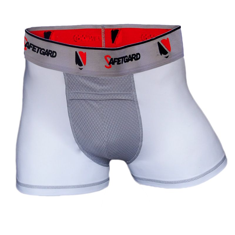 Photo 1 of Safe-T-Gard White/gray Boxer Brief with Cage Yellow/gray Cup Pee Wee Age 4-7
