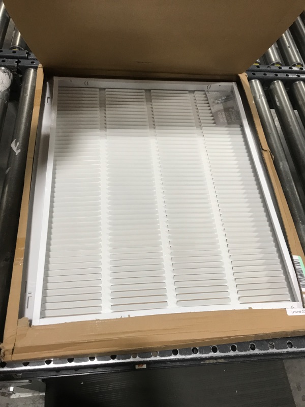 Photo 2 of 20" X 25" Steel Return Air Filter Grille for 1" Filter - Easy Plastic Tabs for Removable Face/Door - HVAC DUCT COVER - Flat Stamped Face -White [Outer Dimensions: 21.75w X 26.75h] White 20 X 25