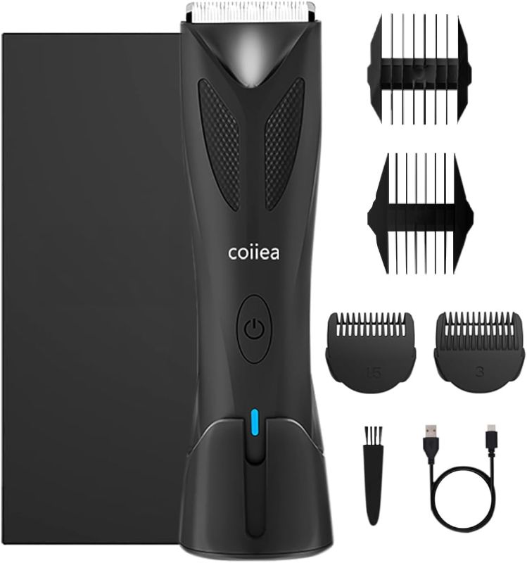 Photo 1 of coiiea Hair Trimmer/Shaver, Ball Trimmer Men, Body Trimmer for Men, Body Groomer for Men, Waterproof Wet/Dry Trimmer, Replaceable Ceramic Blade Heads, Electric Body Groomer w/Charging Dock 