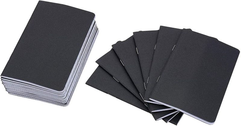 Photo 1 of Yansanido 48 Pcs 5.5 Inch x 3.5 Inch Black Cover Pocket Notebook 32 Sheets (64 Pages) Blank Pages 70 Gsm Paper 