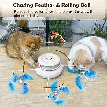 Photo 1 of  BABYLTRL Cat Toys Rechargeable, 4in 1 Hide and Seek Kitten Wand Toy, Automatic Interactive Cat Toy for Indoor Cats, Fluttering Butterfly, Chasing Feather, Cat Indoor Exercise for All Breeds 