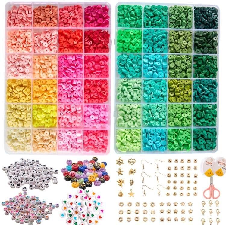 Photo 1 of  XMZCOLA Clay Beads Bracelet Making Kit, 48 Colors 6mm Spacer Heishi Beads Craft Kit, Jewelry Making Supplies Beads Charms Bracelets for Teen Girls Age 6-12 DIY Craft Gifts Toys (48 Colors) 