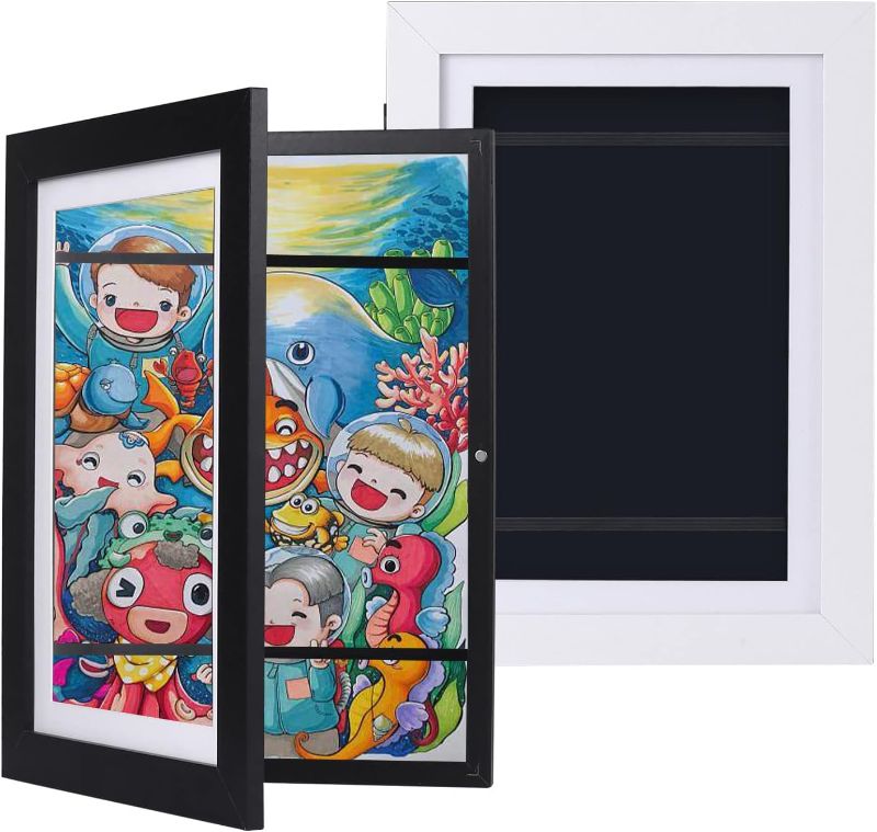 Photo 1 of Kevirice 2 Pack Kids Art Frame,Kids Art Pic Frame Storage for A4 Size Artwork 11.8 * 8.3in,Children Art Project Kids Art Frame for Display Children Painting,Certificate,3D Artwork 
