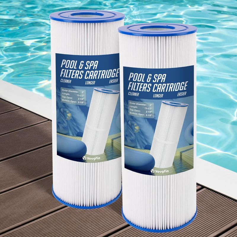 Photo 1 of Yougfin PRB-25IN Filter Cartridge, Hot Tube Filter, Spa & Pool Filter Replaces, 5”*13” Drop in Spa & Swimming Pool Filter, 2 Pack

