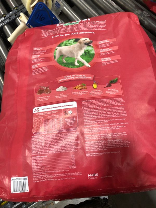 Photo 2 of Iams Large Breed Adult Dry Dog Food Lamb & Rice Recipe, 40 lb. Bag Lamb & Rice 40 Pound (Pack of 1)