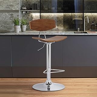 Photo 1 of Armen Living Jett Adjustable Walnut and Chrome Adjustable Bar and Counter Height Stool, Adjustable heigh