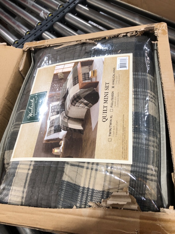 Photo 2 of Woolrich Winter Hills Reversible Quilt Set - Cottage Styling Reversed to Solid Color, All Season Lightweight Coverlet, Cozy Bedding Layer, Matching Shams, Oversized King/Cal King, Plaid Tan 3 Piece Winter Hills Tan Oversized King/Cal King