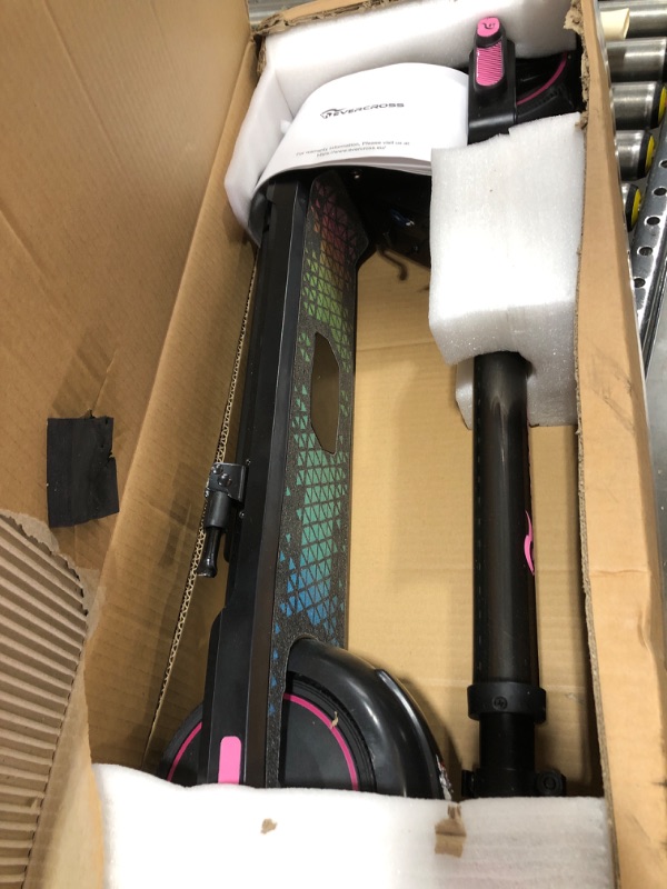 Photo 3 of EVERCROSS EV06C Electric Scooter, Foldable Electric Scooter for Kids Ages 6-12, Up to 9.3 MPH & 5 Miles, LED Display, Colorful LED Lights, Lightweight Kids Electric Scooter Black Pink