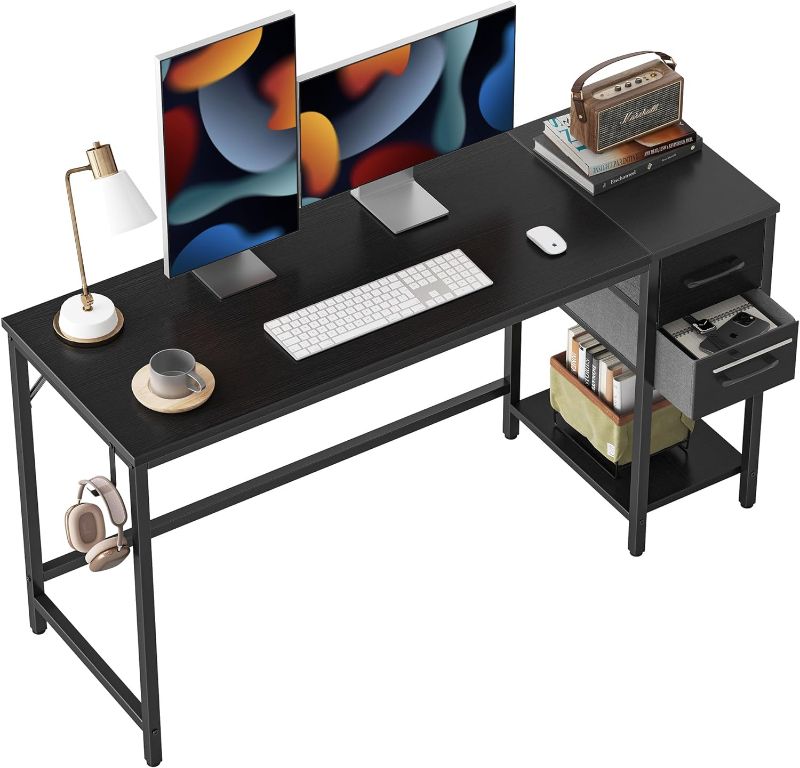 Photo 1 of CubiCubi Computer Home Office Desk with 2 Drawers, 40 Inch Small Desk Study Writing Table, Modern Simple PC Desk, BLACK
