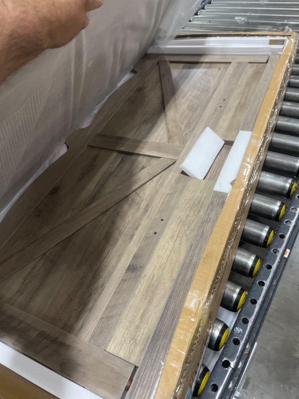 Photo 1 of 39.4" Storage Bench, Storage Chest, Lift-Top Storage Trunk with 2 Safety Hinges, Wooden Storage Box Chest Organizer for Bedroom, Entryway, Living Room, Greige SB04505X