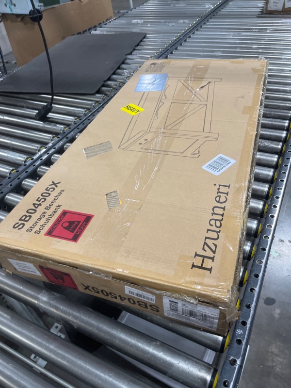 Photo 1 of 39.4" Storage Bench, Storage Chest, Lift-Top Storage Trunk with 2 Safety Hinges, Wooden Storage Box Chest Organizer for Bedroom, Entryway, Living Room, Greige SB04505X