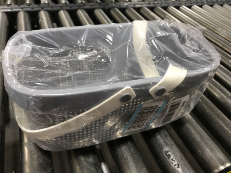 Photo 2 of JiatuA Plastic Storage Basket with Handle Portable Shower Caddy Tote Organizer Basket Bin for Bathroom Kitchen Dorm Room Bedroom, Gray Grey Large, Double Handles