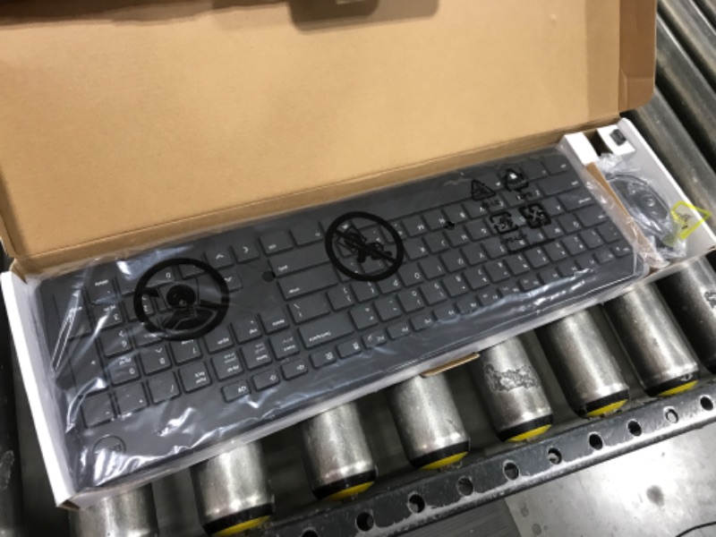 Photo 1 of Dell Wireless Keyboard and Mouse - KM3322W, Wireless - 2.4GHz, Optical LED Sensor, Mechanical Scroll, Anti-Fade Plunger Keys, 6 Multimedia Keys, Tilt Leg - Black