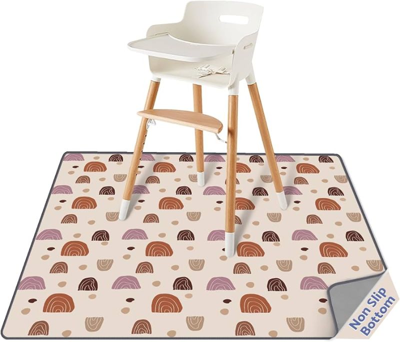 Photo 1 of Baby Splat Mat for Under High Chair, 51 x 51 Inch Boho Splash Mat, Waterproof and Washable Spill Mat, Anti-Slip Floor Protector