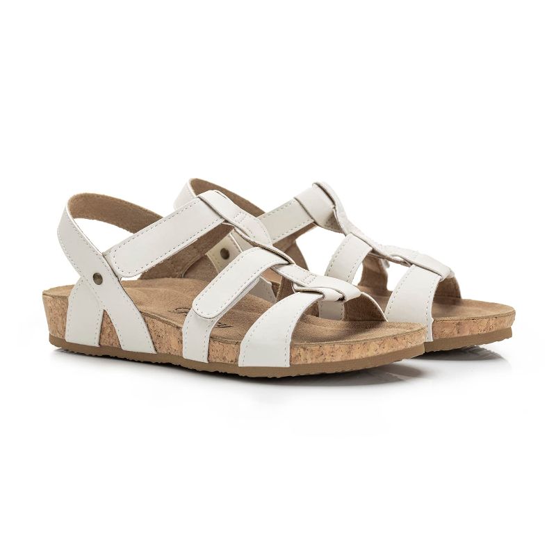 Photo 1 of FITORY Women's Cork Wedge Sandal Platform Slides with Adjustable Strap Size 8 White