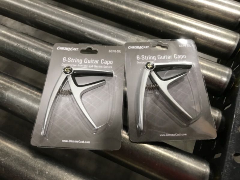 Photo 2 of 2 PACK ChromaCast Six String Silver Metal Guitar Capo for Electric and Acoustic Guitars 