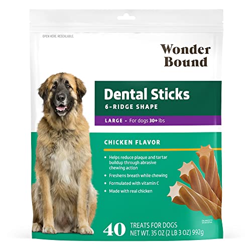 Photo 1 of Wonder Bound Chicken Flavor Dental Sticks, Large, 40 Count | Dog Dentral Treats Freshens Breath and Reduces Tartar | Large Dog Treats, BEST BY 23 DEC 2025