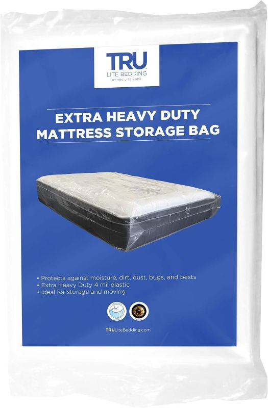 Photo 1 of  TRU Lite Mattress Storage Bag - Mattress Bag for Moving - Heavy Duty Extra Thick 4 Mil Plastic - Fits Standard, Extra Long, Pillow Top Sizes - for Queen Size Bed 
