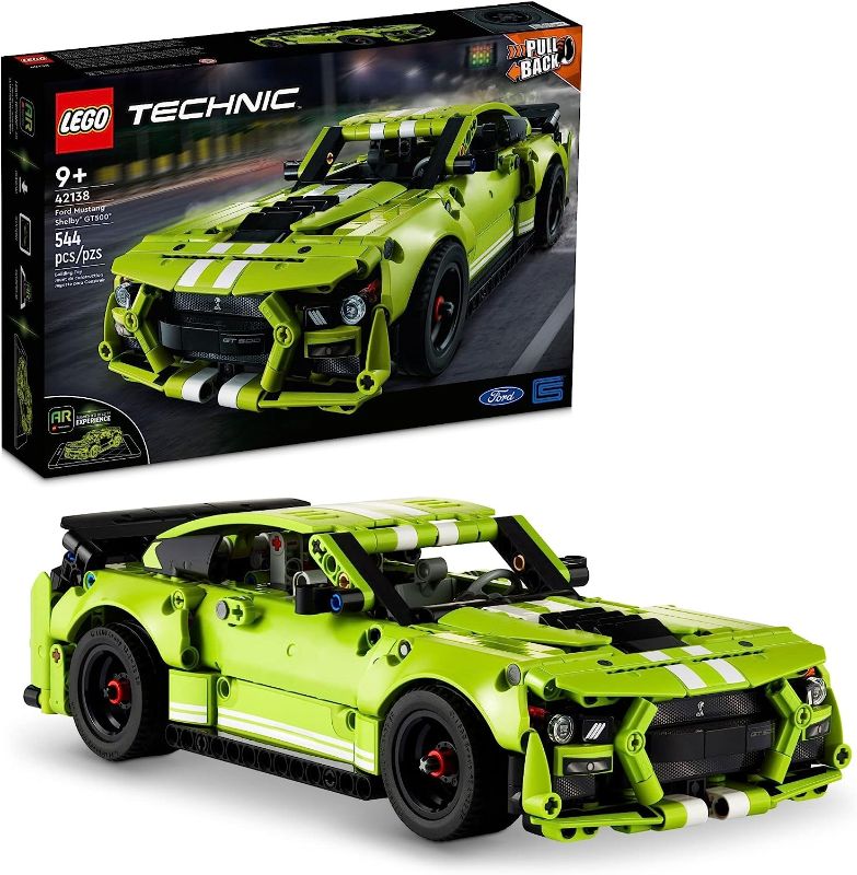 Photo 1 of  LEGO Technic Ford Mustang Shelby GT500 Building Set 42138 - Pull Back Drag Race Toy Car Model Kit, Featuring AR App for Fast Action Play, Great Gift for Boys, Girls, and Teens Ages 9+ 