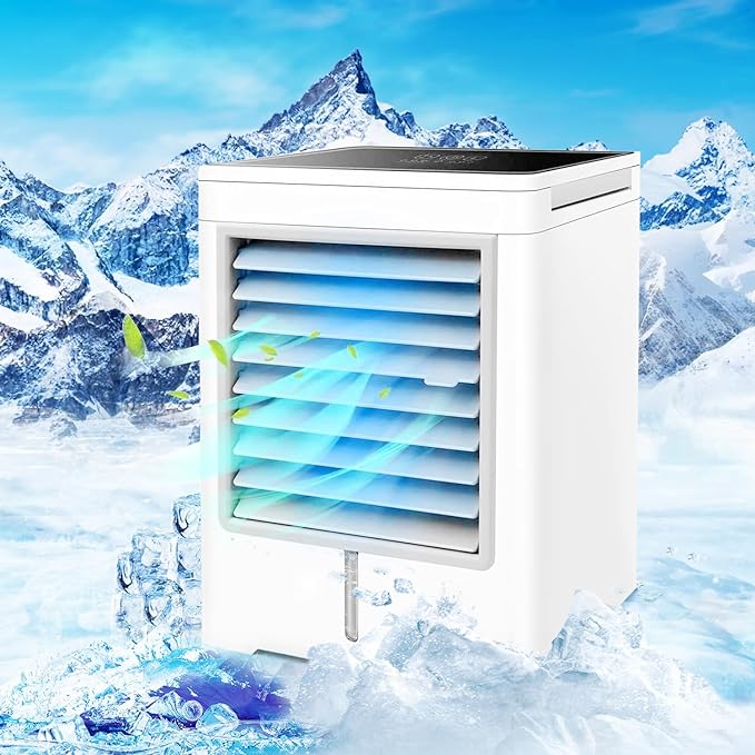 Photo 1 of Personal Air Cooler, Portable Evaporative Conditioner with 3 Speeds Touch Screen Cooling Fan, Air Conditioner Fan for Home, Room, Office, Car, Camping