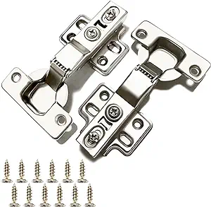 Photo 1 of 4 Pieces Glubb-Zone Cabinet Hinges 1/2 inch Overlay Soft Closing Hinges with Screws for Kitchen Cabinet Door Satin Nickel Stainless Steel Adjustable Clip On Concealed Self Closing Hinges 