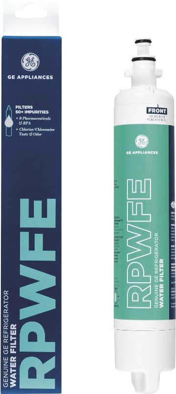 Photo 1 of GE RPWFE Refrigerator Water Filter | Certified to Reduce Lead, Sulfur, and 50+ Other Impurities | Replace Every 6 Months for Best Results | Pack of 1