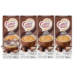 Photo 1 of Nestle Coffee Mate Coffee Creamer, Cafe Mocha, Liquid Creamer Singles, Non Dairy, No Refrigeration, Box of 50 Singles (Pack of 4) BB JUL 2024