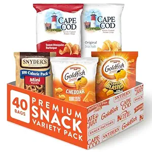 Photo 1 of Goldfish Crackers, Snyder's of Hanover Pretzels, and Cape Cod Potato Chips Premium Snack Variety Pack for Adults and Kids, 40 Count BB 06.29.24