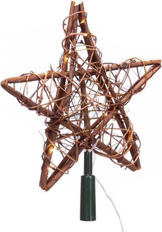 Photo 1 of 10-Inch 20-Light Natural Rattan Star LED Treetop