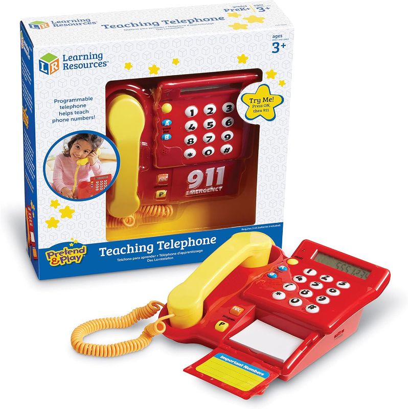 Photo 1 of Learning Resources Teaching Telephone - 1 Piece, Ages 3 Toddler Learning Toys, Pretend Play Telephone, Toy Telephone, Phone for Kids, Pre-Recorded Greetings, Develops Memory Skills