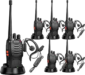 Photo 1 of Arcshell Rechargeable Long Range Two-Way Radios with Earpiece 6 Pack Arcshell AR-5 Walkie Talkies Li-ion Battery and Charger Included 