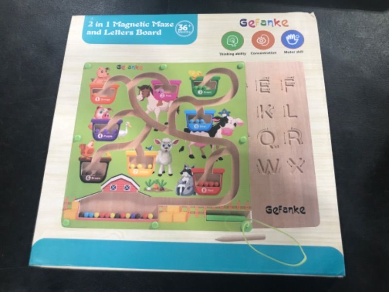 Photo 1 of 2 in 1 Magnetic Color and Number Maze with Letter Tracing Board, Toddler Fine Motor Skills Toys for Preschool Learning Activities, Montessori Wooden Educational Travel Gift Toys for Boys Girls