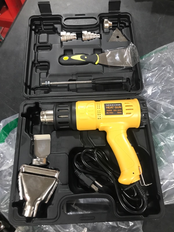 Photo 2 of SEEKONE Heat Gun 1800W Heavy Duty Hot Air Gun Kit With Carry Case Variable Temperature Control 122?~1112??50?- 600?? Overload Protection with 4 Nozzles for Crafts, Shrinking PVC, Stripping Paint