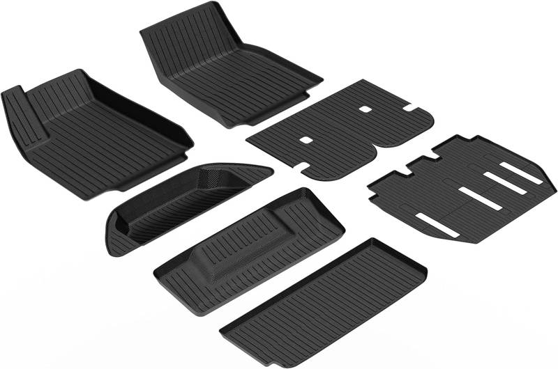 Photo 1 of WORFRIL Floor Mats fit for 2021-2024 Tesla Model X (7 Seats), Odorless TPE All Weather Front|2nd|3rd Row Floor Mats, Rear Trunk Liner, Rear Well Liner, Front Trunk Liner, 2 Backrest Cover Protector