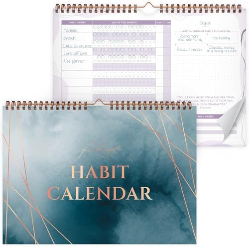 Photo 1 of PLANBERRY Habit Calendar – 24-Month Habit Tracker with Colorful Pages – Inspirational Daily Habit Journal – Motivational Monthly Habit & To-Do List Planner with Goals – 12x8.6? (Ocean Depths)