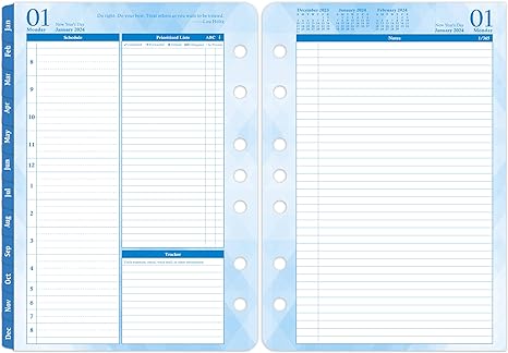 Photo 1 of 2024 Planner Refills – Jan 2024 - Dec 2024, Two Pages Per Day Daily ? Monthly Planner 2024, 5.5" x 8.4" Ring-Bound Organizer, Tabs, Quotes, Prioritized Task, Daily Tracker/Notes, Appointment Schedule 