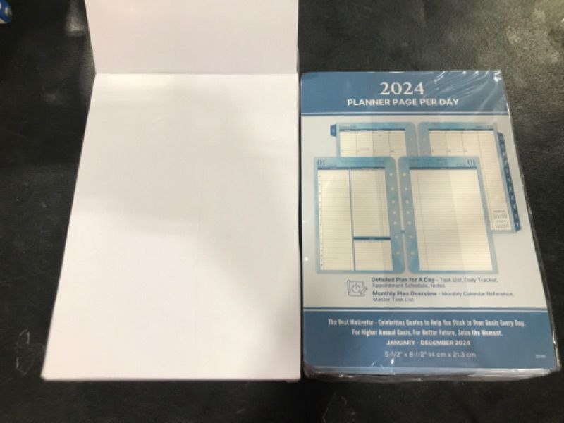 Photo 1 of 2024 Planner Refills – Jan 2024 - Dec 2024, Two Pages Per Day Daily ? Monthly Planner 2024, 5.5" x 8.4" Ring-Bound Organizer, Tabs, Quotes, Prioritized Task, Daily Tracker/Notes, Appointment Schedule 